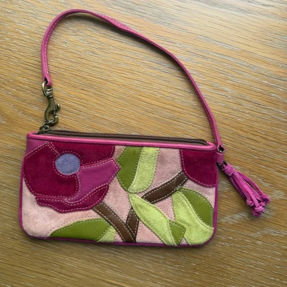 Coach RARE Suede and Leather Poppies for Peace Wristlet. - Picture 1 of 11